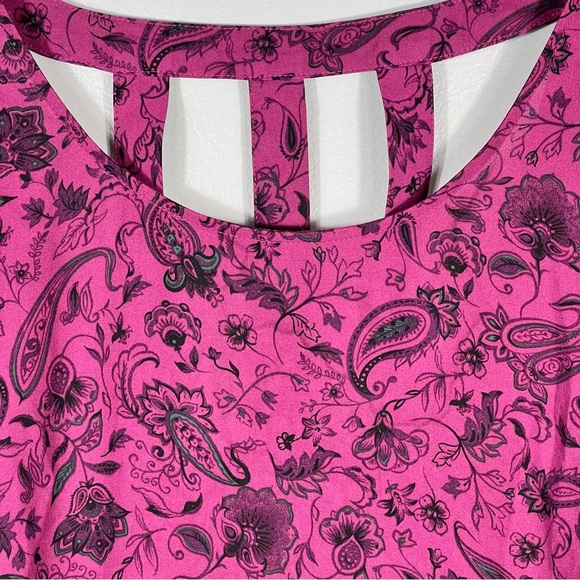 Torrid Purple Paisley Top Size 12 Large (0) Abbey Georgette Cage Back Blouse LNC - Picture 4 of 10